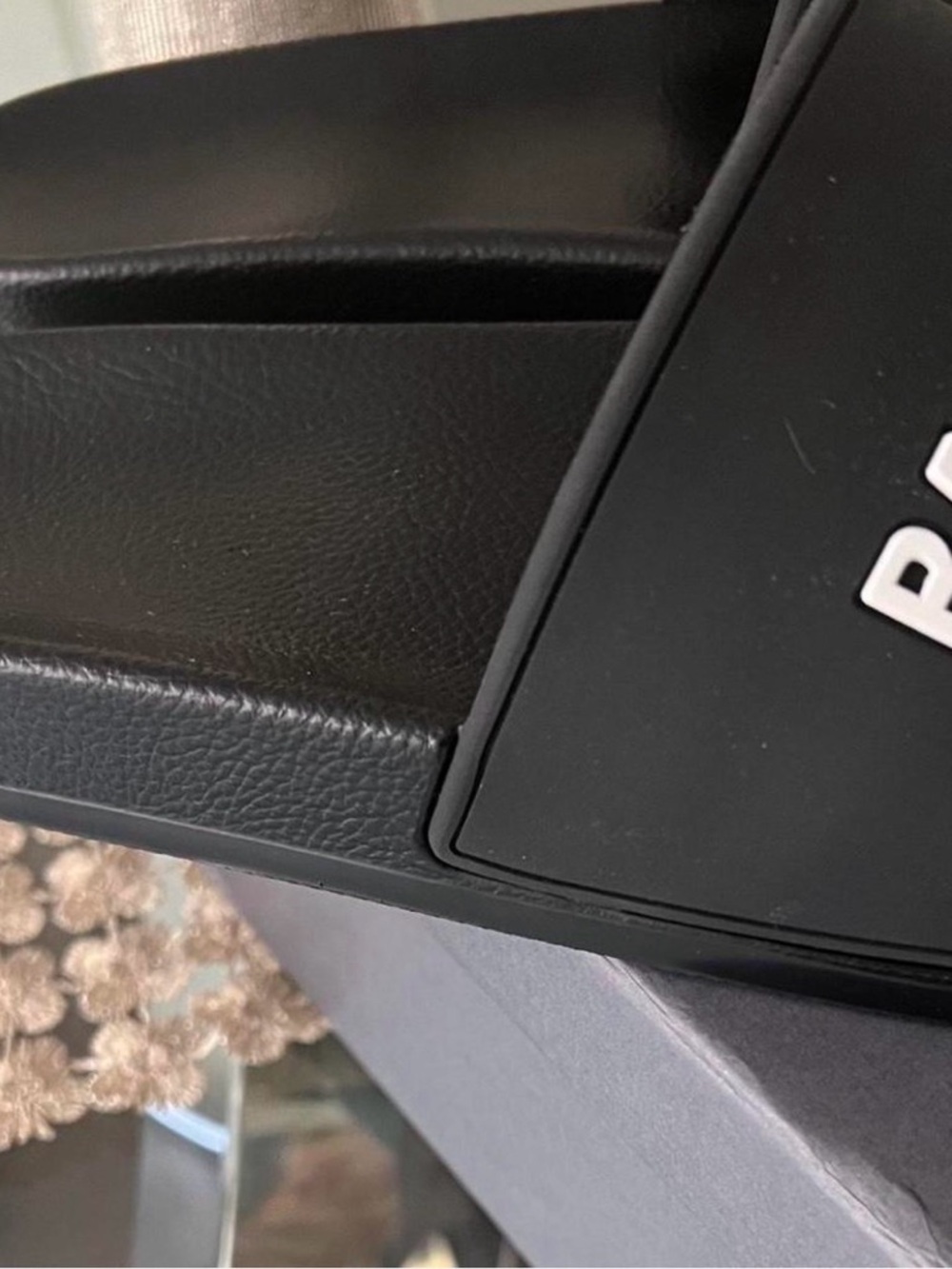 Balenciaga Men's Black Logo Slides 9 - Picture 3 of 4